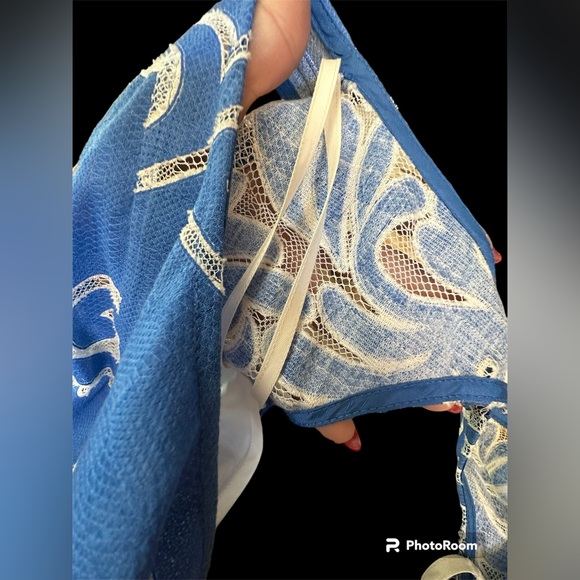 Tracey Reese by Anthropologie blue white eyelet dress sleeveless NWT sz 12 - Picture 10 of 17